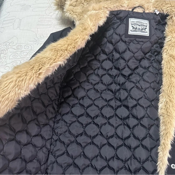 NWT Women's Levi's Arctic Cloth Fishtail Parka Jacket Size M Black - Picture 7 of 11
